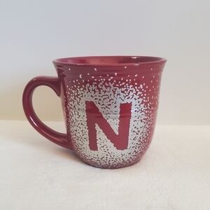 𝅺MAINSTAYS Monogram Initial M Silver Deep Red Stoneware Coffee Cup Mug 16 Oz
